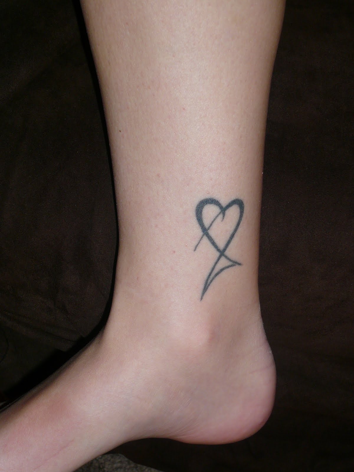 Stylish Heart Tattoo On Ankle