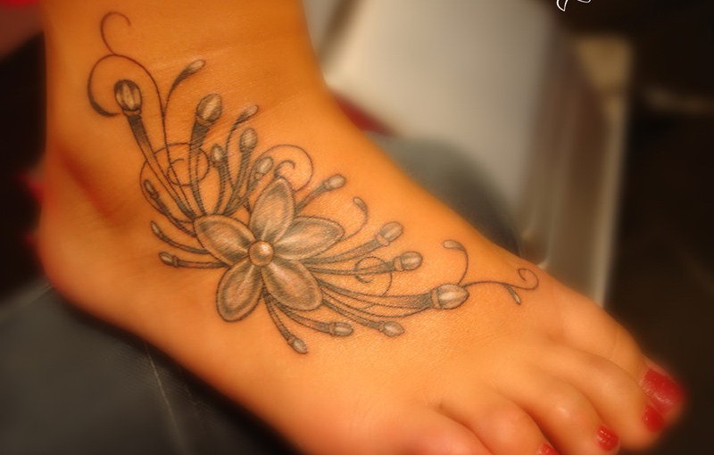 Stylish Jasmine Flower Tattoo On Foot For Girls