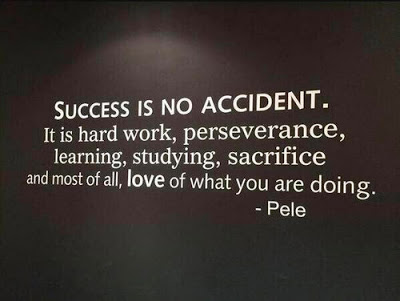 Success is no accident. It is hard work, perseverance, learning, studying, sacrifice and most of all, love of what you are doing or learning to do. Pele