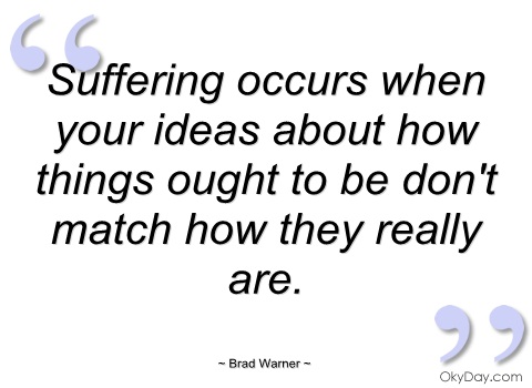 Suffering occurs when your ideas about how things ought to be don't match how they really are. Brad Warner