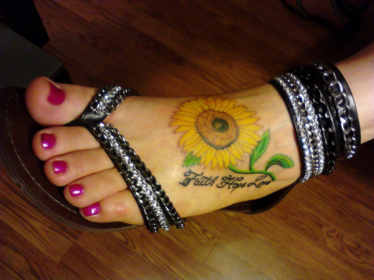 Sunflower Faith Love Hope Tattoo For Girls