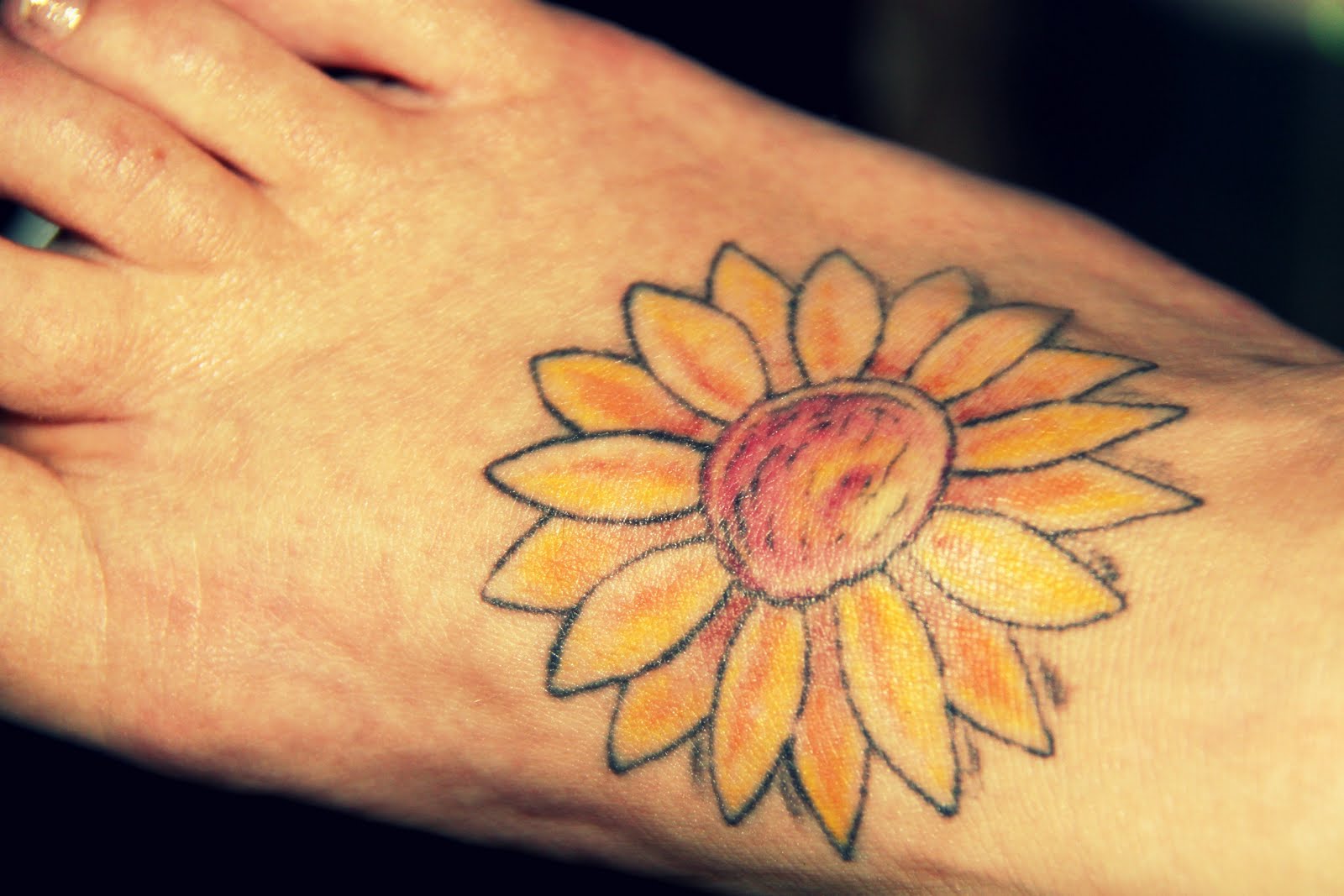 Sunflower Right Foot Tattoo