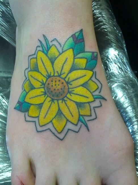 Sunflower Tattoo On Foot By Enigma Ink
