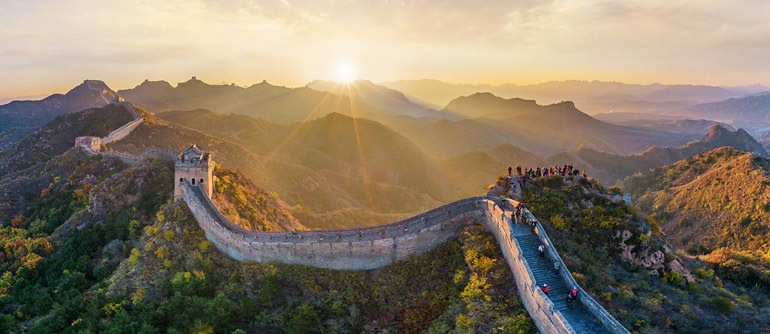 Sunset View Of Great Wall Of China