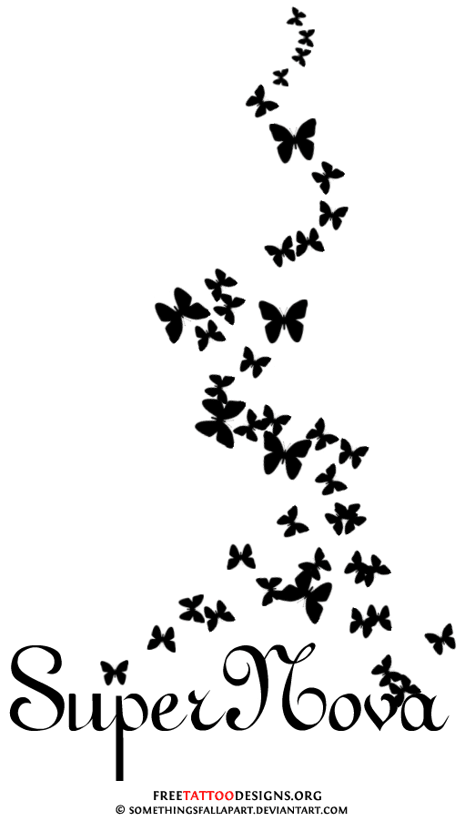 Super Nova Butterflies Silhouette Tattoo Design