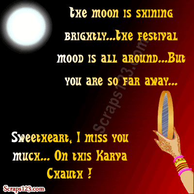 Sweetheart I Miss You Much On This Karva Chauth Full Moon Animated Picture