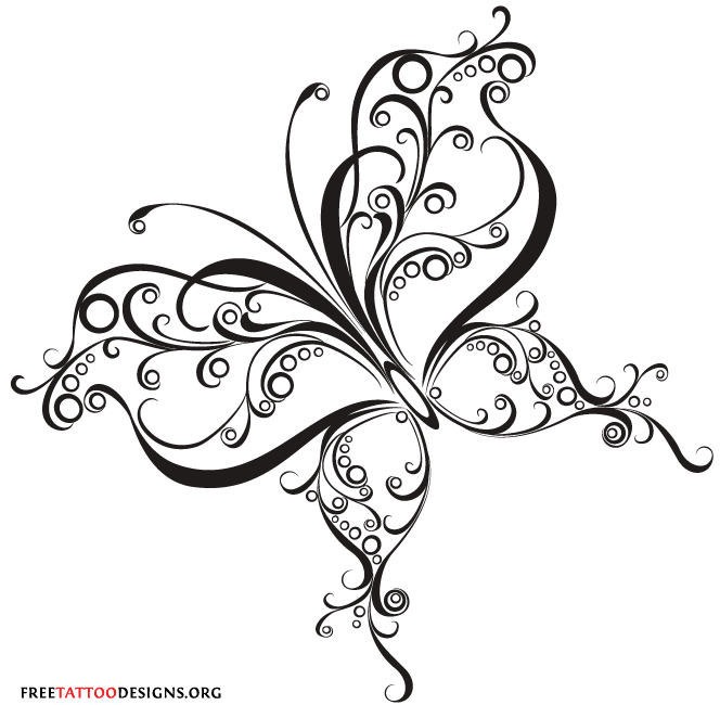 Swirly Butterfly Tattoo Design