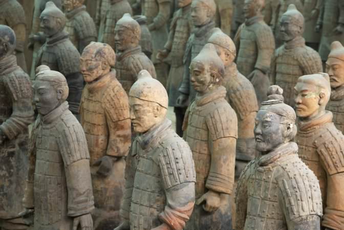 Terracotta Army Soldiers Standing In Battle Array