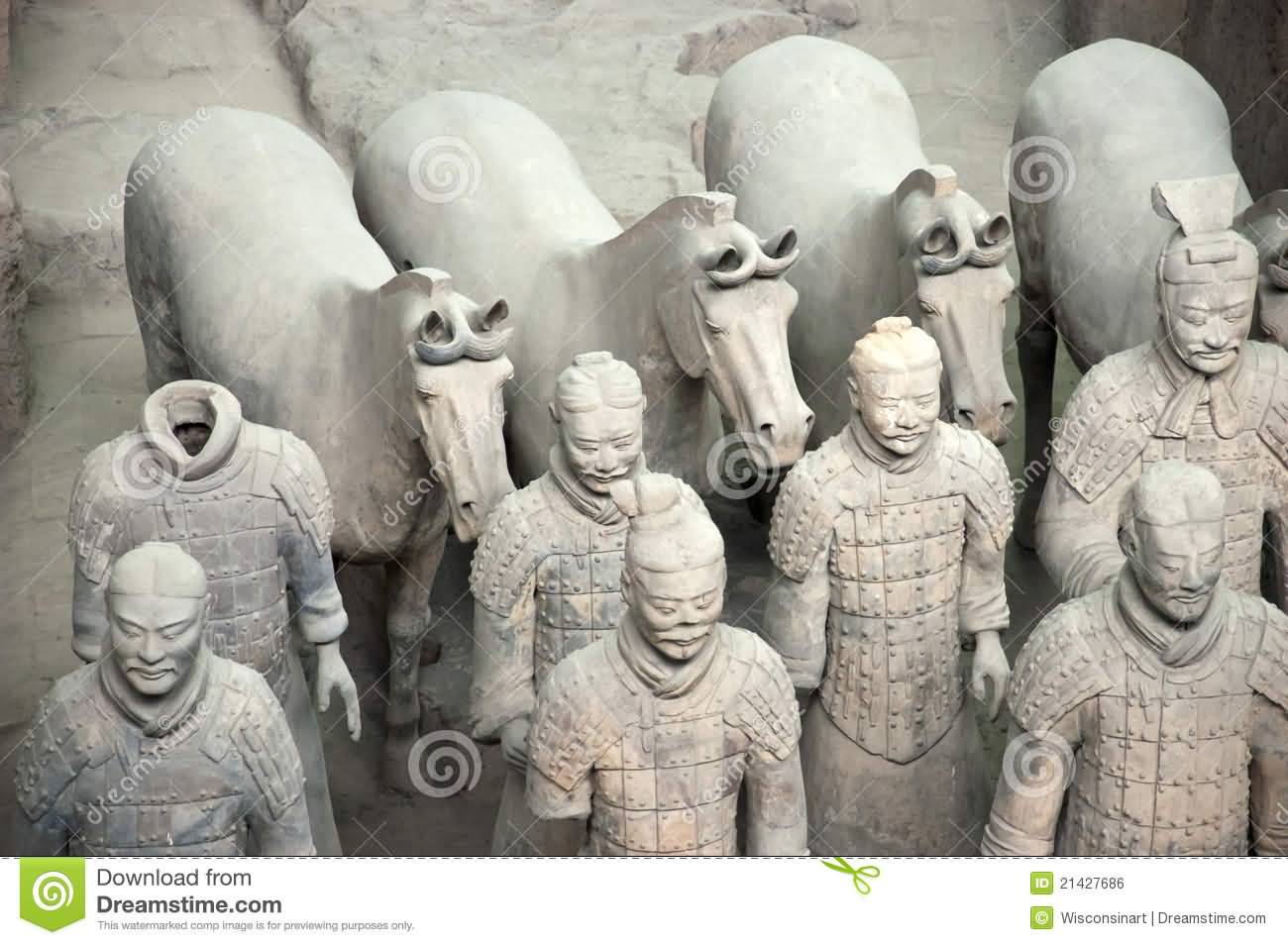 Terracotta Army Soldiers With Horses