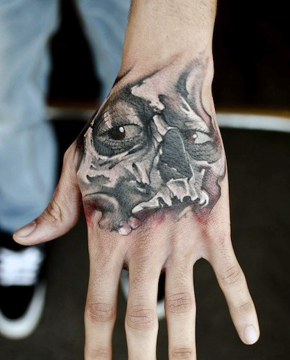 Terrific Hand Skull Tattoo For Guy