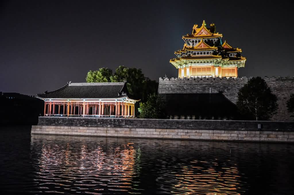 The Forbidden City And River At Night