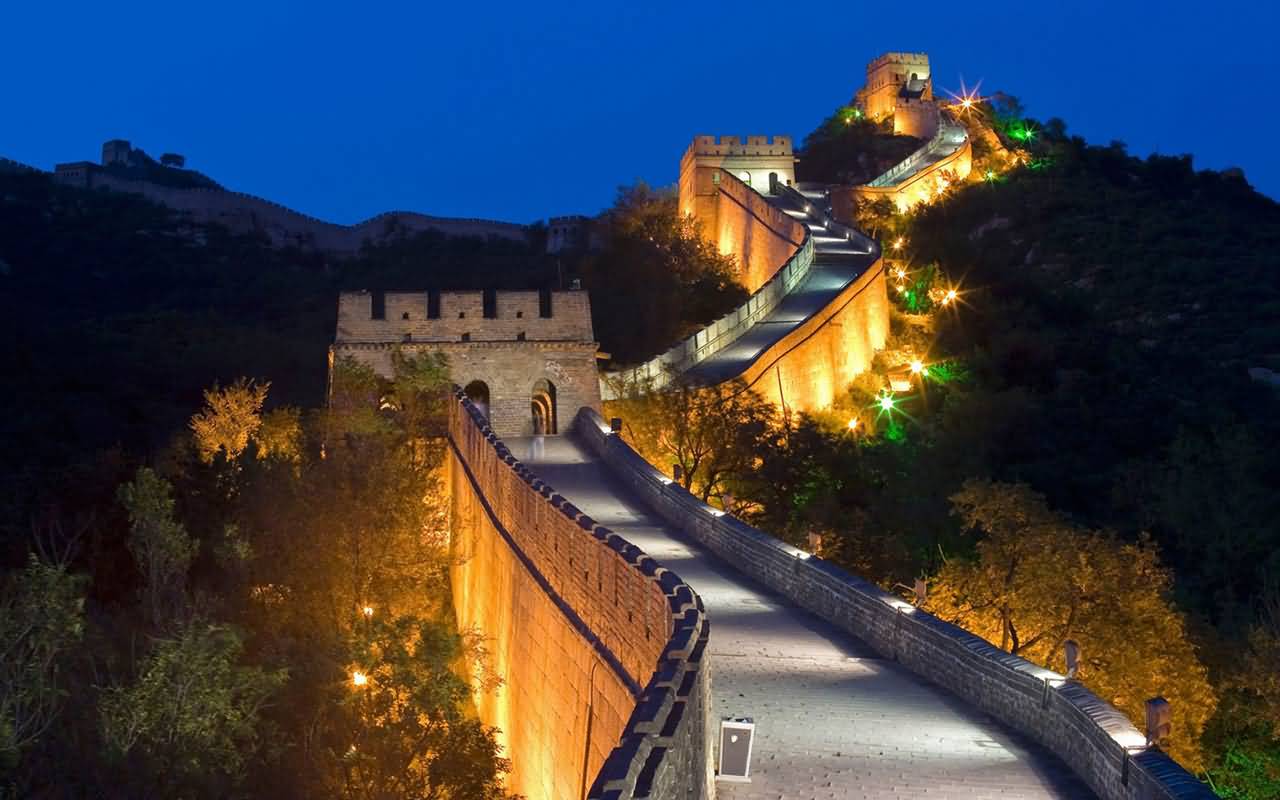 The Great Wall Of China Lit Up At Night