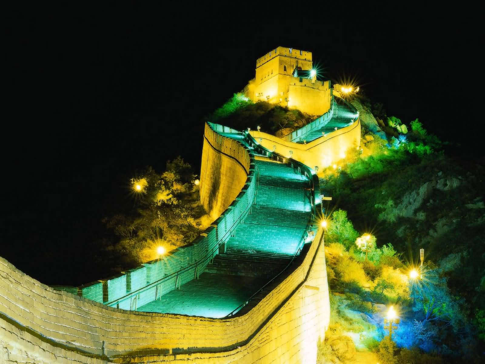 The Great Wall Of China Looks Amazing With Night Lights