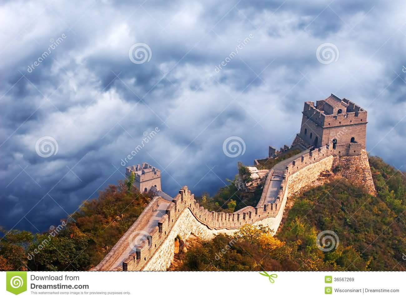 The Great Wall Of China With Clouds