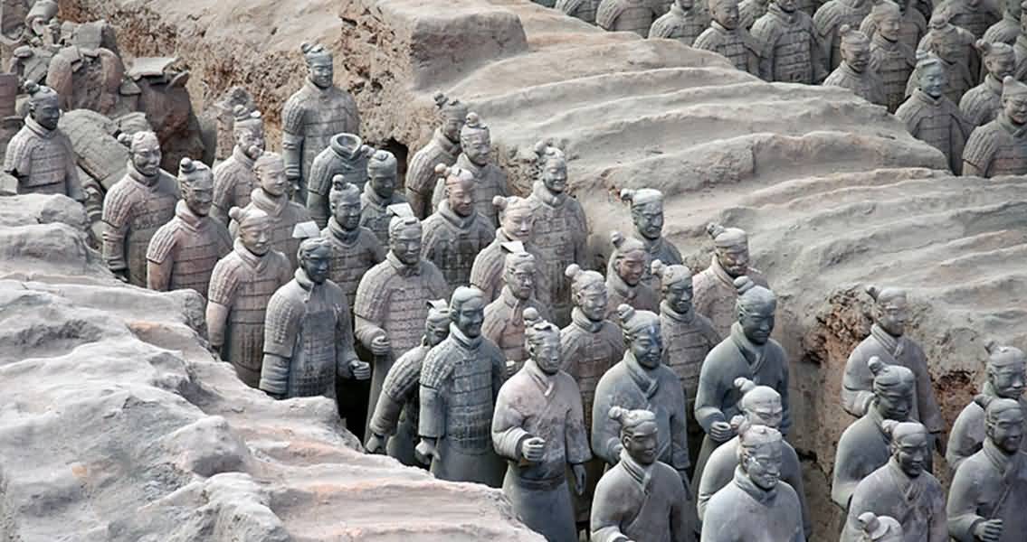 The Terracotta Army Statues In Pit 1 At Xi’an, China