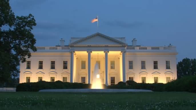 The White House Illuminated At Night