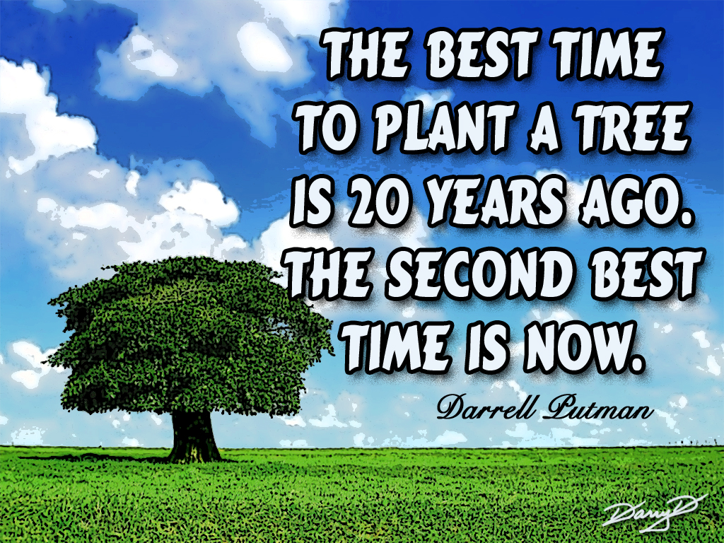 The best time to plant a tree is twenty years ago, the  second best time is now - Darrell Putman