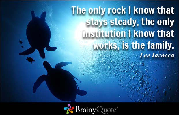The only rock I know that stays steady, the only institution I know that works, is the family. Lee Iacocca