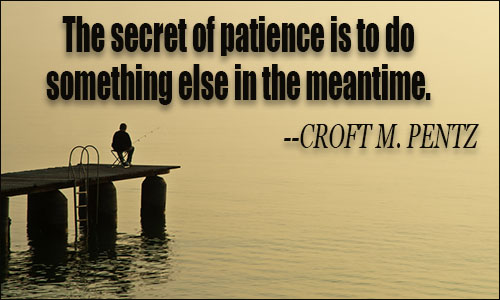 The secret of patience is to do something else in the meantime. Croft M. Pentz