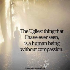 The ugliest thing that I have ever seen, is a human being without compassion.