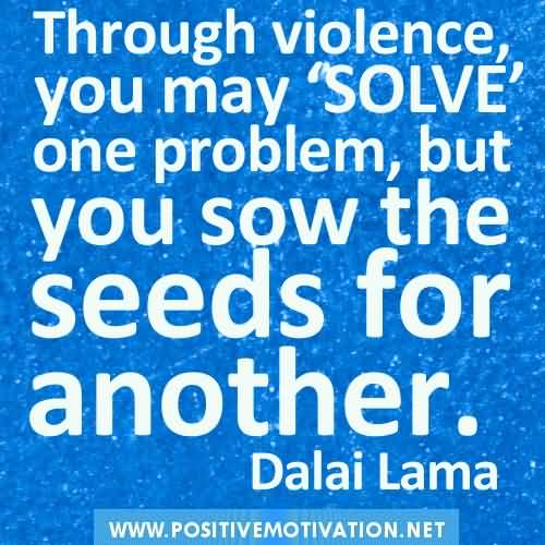 Through violence, you may 'solve' one problem, but you sow the seeds for another.  - Dalai Lama