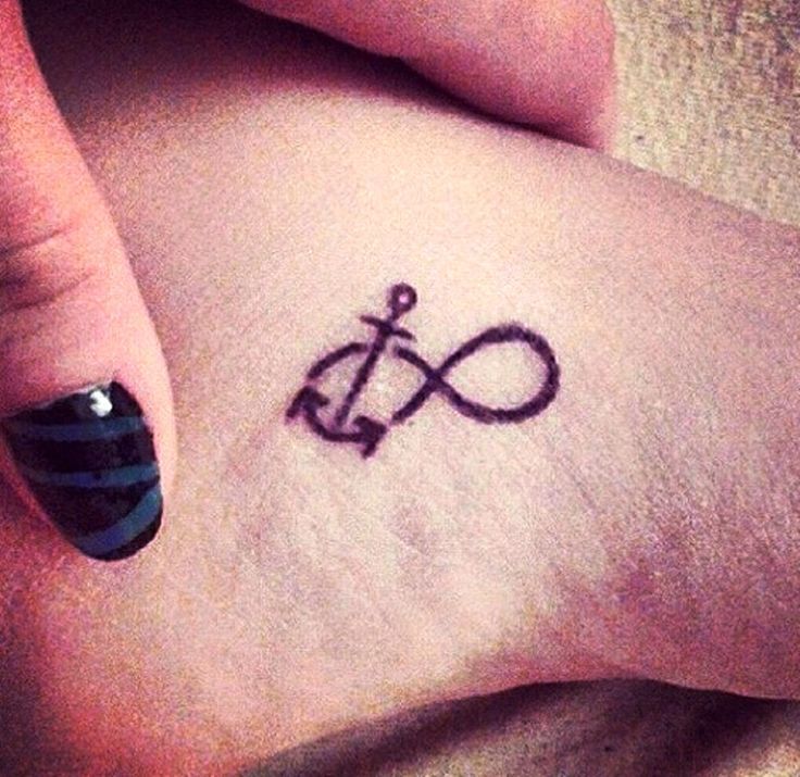 Tiny Anchor Infinity Foot Tattoo