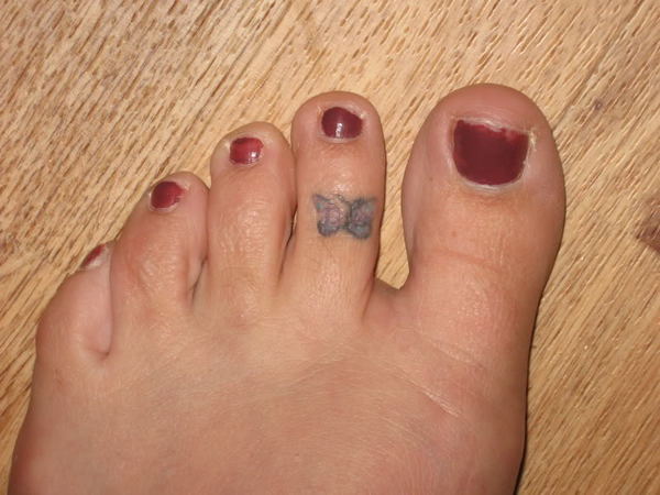 Tiny Butterfly Toe Tattoo For Girls