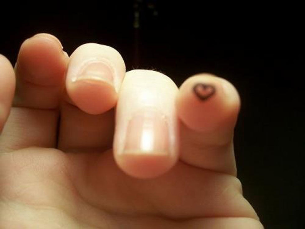 Tiny Finger Heart Tattoo
