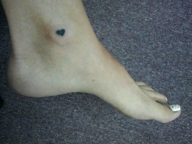 Tiny Heart On Ankle Tattoo
