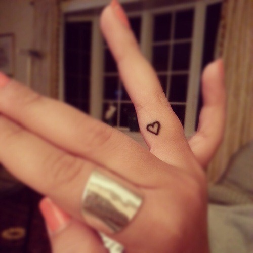Tiny Heart Side Finger Tattoo For Girls