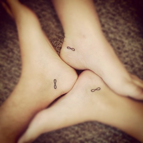 Tiny Infinity Friendship Tattoos On Foots