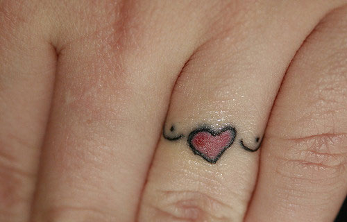 Tiny Red Heart Finger Tattoos
