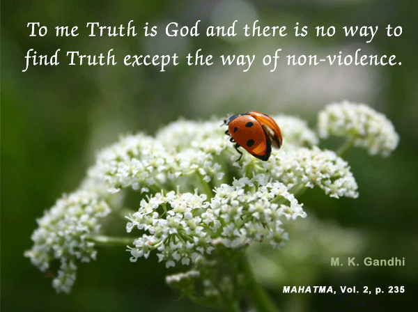 To me, truth is God and there is no way to find truth except the way of non-violence. M. K. Gandhi