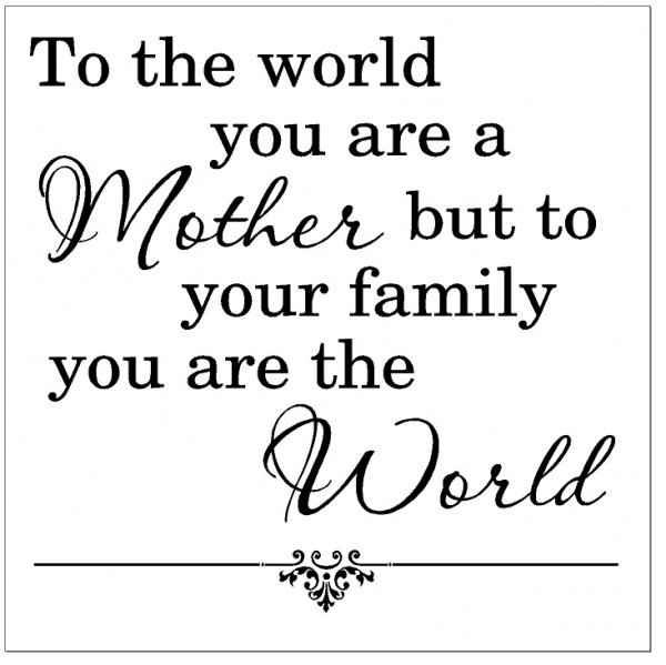 To the world you are a mother, but to your family you are the world.