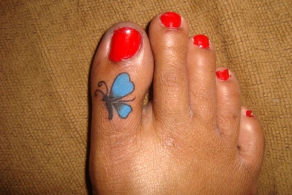 Toe Butterfly Tattoo On Girl Toe