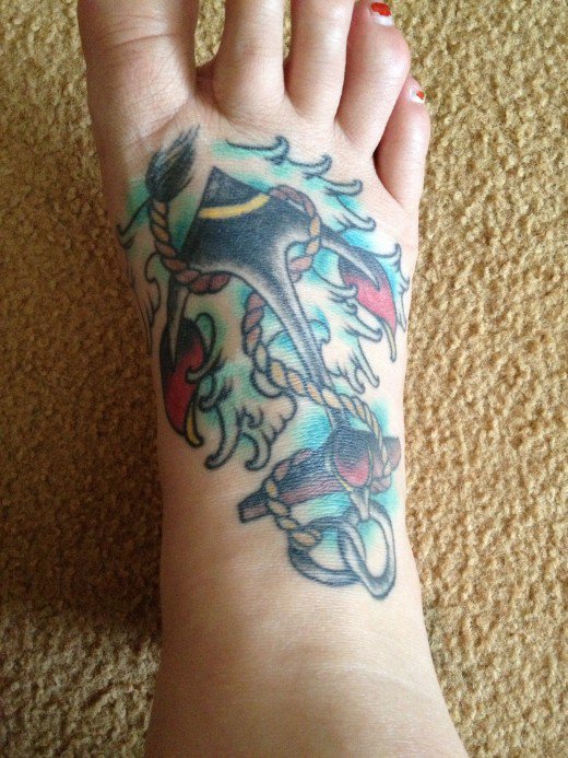 Traditional Anchor Foot Tattoo For Girls