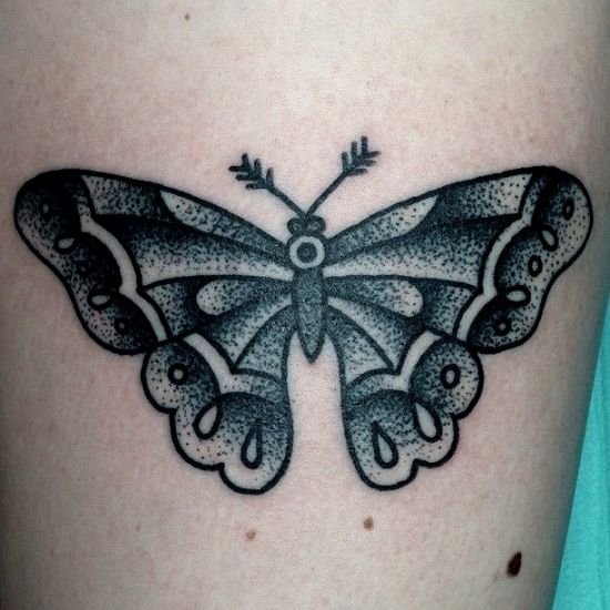 Traditional Blackwork Butterfly Tattoo