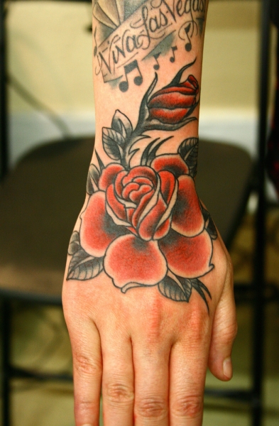 Traditional Hand Rose Tattoo For Men