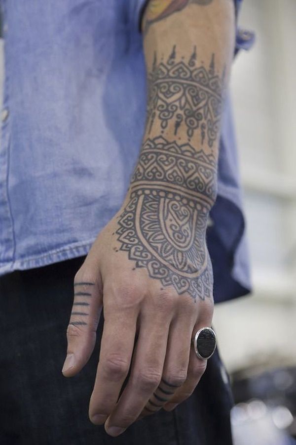 Traditional Thai Design Tattoo On Hand For Men