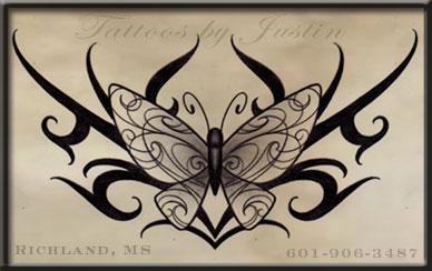 Tribal Butterflies Tattoo Stencil
