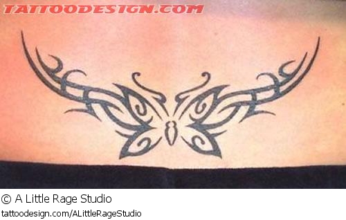 Tribal Butterfly Tattoo For Lower Back