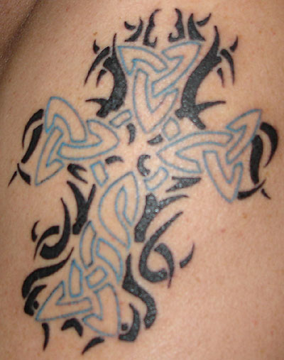 Tribal Celtic Cross Christian Tattoo