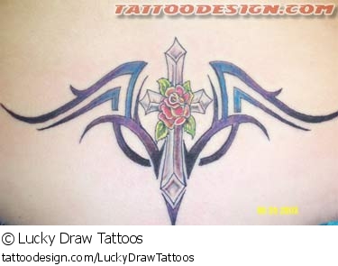 Tribal Winged Cross Christian Tattoo By Lucky Draw
