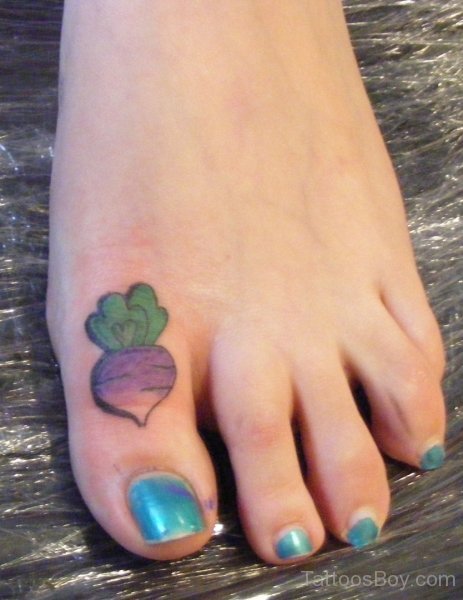 Turnip Tattoo On Toe For Girls