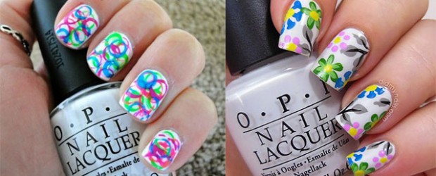 Two Amazing Spring Flowers Nail Art
