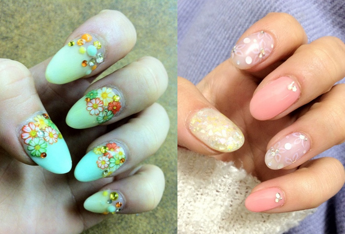 Two Trendy Spring Flowers Nail Art