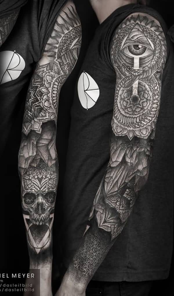 Unique Mandala Full Sleeve Tattoo For Men
