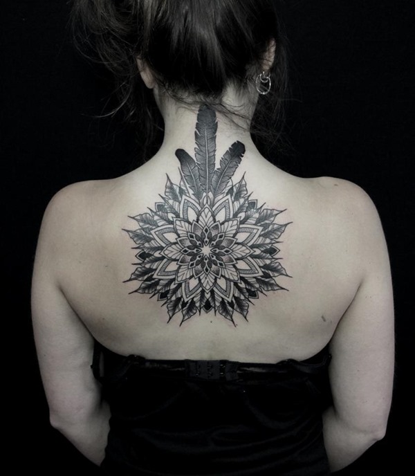 Upper Back Artful Mandala Tattoo For Women