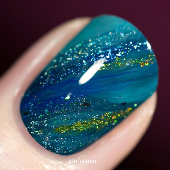 Water Marble Glitter Gel Nail Art