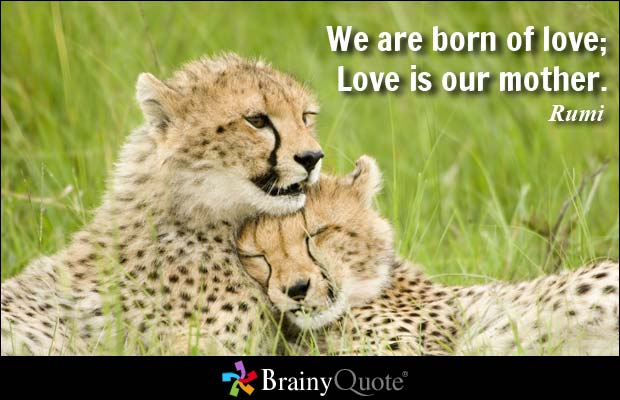 We are born of love; Love is our mother. Rumi
